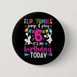 Kids 6th Birthday Cheerleading Girl Six Year Old C 2 Inch Round Button