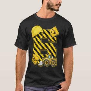 Kids 6th Birthday Digger  I 6 Years Builder Excava T-Shirt