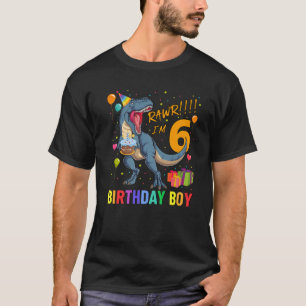 Kids 6Th Birthday Dinosaur 6 Year Old Boy Awesome T-Shirt