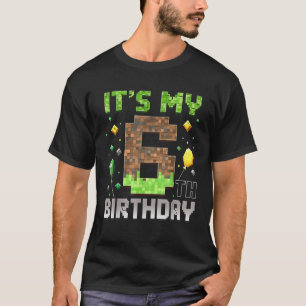 Kids 6th Birthday Gamer Pixel 6 Years Old Video Ga T-Shirt
