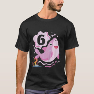 Kids 6th Birthday Girls Shark 6 years Old Ocean Sh T-Shirt