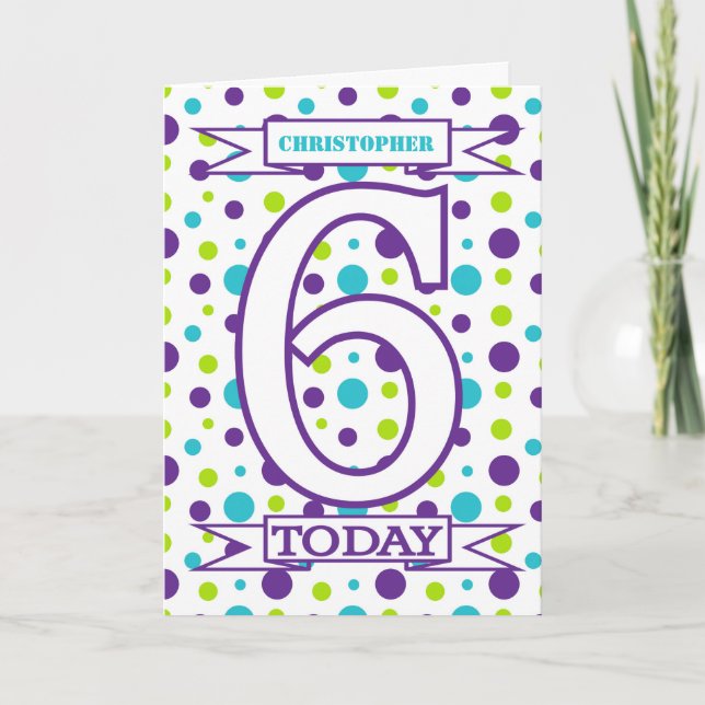 Kids 6th Birthday Greetings Card (Front)
