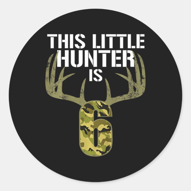 Kids 6th Birthday Hunting  Boys Fun Deer Hunter Gi Classic Round Sticker (Front)