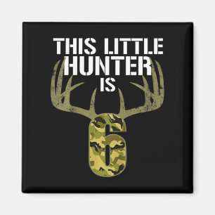Kids 6th Birthday Hunting Boys Fun Deer Hunter Gi Magnet