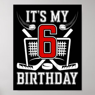 Kids 6th Birthday Ice Hockey Boy 6 Year Old Ice Ho Poster