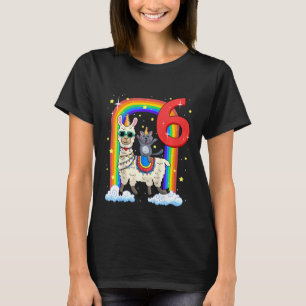 Kids 6th Birthday Llama Llamacorn And Cat Caticorn T-Shirt
