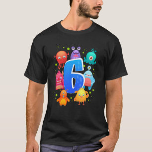 Kids 6th Birthday Monster Themed Birthday Party  T-Shirt