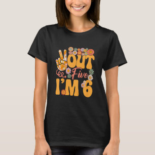 Kids 6th Birthday Outfit Girl Retro Sunflower Groo T-Shirt
