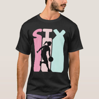 Kids 6Th Birthday Retro Basketball Lovers Girls 6 T-Shirt