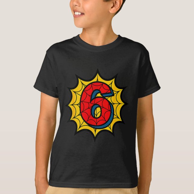 Kids 6th Birthday Sder Theme Party 6 Year Old Boys T-Shirt (Front)