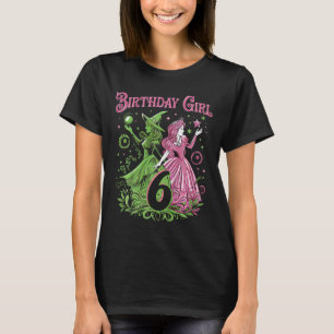 Kids 6th Birthday Witch Pink And Green 6 Years Old T-Shirt