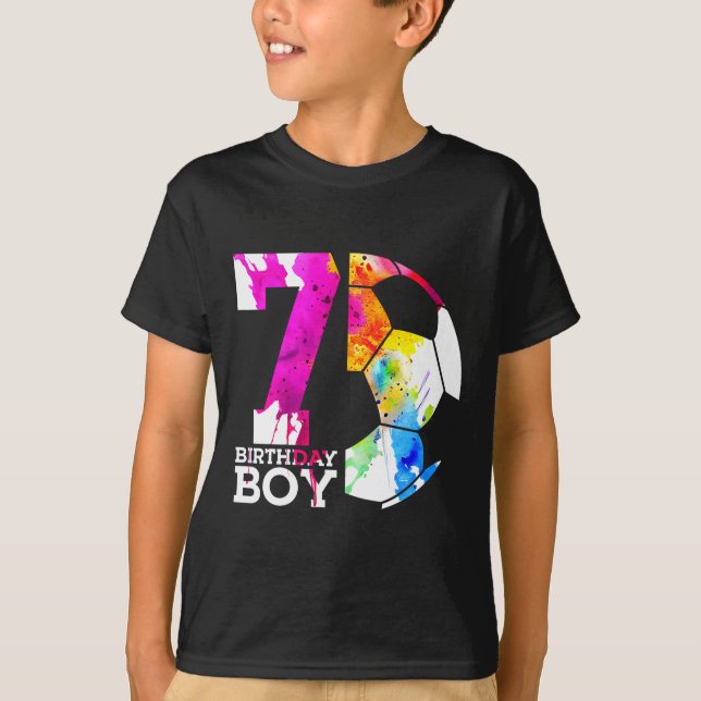 Kids 7 Birthday Boy Soccer 7th Birthday  T-Shirt (Front)