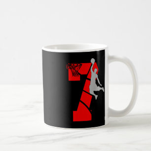 Kids 7 Year Old 7th Basketball Birthday PartyTheme Coffee Mug