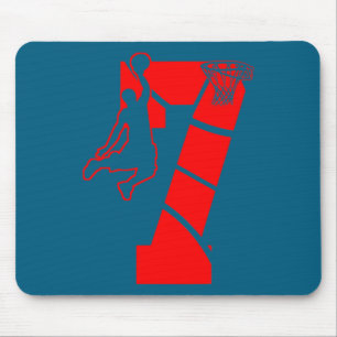 Kids 7 year old 7th basketball birthday partytheme mouse pad