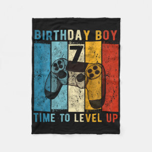 Kids 7 Year Old Birthday Boy 7 Time To Level Up 7t Fleece Blanket