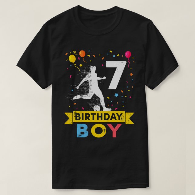 Kids 7 Year Old Birthday Boy Soccer 7th Birthday B T-Shirt (Design Front)