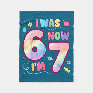 Kids 7 Year Old Birthday I Was 6 Now I'm 7 Funny 6 Fleece Blanket