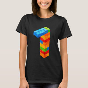 Kids 7 Year Old Building Blocks Birthday Bricks 7 T-Shirt