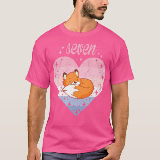 Kids 7 Year Old Cute Fo Birthday Girl 7th Bday Pre T-Shirt