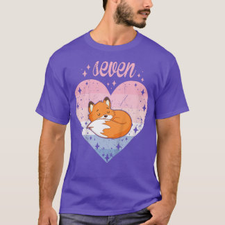 Kids 7 Year Old Cute Fo Birthday Girl 7th Bday T-Shirt