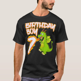 Kids 7 Year Old Dragon Birthday Boy Themed Party 7 T-Shirt