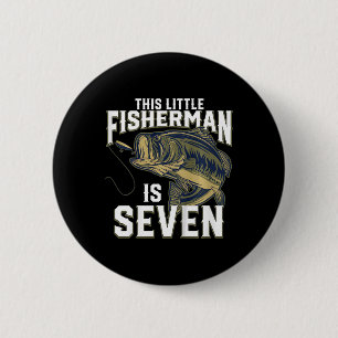Kids 7 Year Old Fishing Birthday Party Fisherman 7 2 Inch Round Button