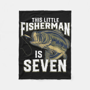 Kids 7 Year Old Fishing Birthday Party Fisherman 7 Fleece Blanket
