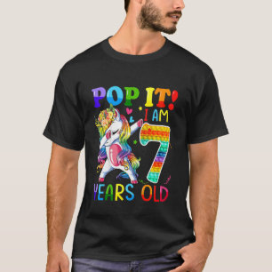 Kids 7 Year Old Gifts 7th Birthday Girl Pop it Dab T-Shirt