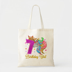 Kids 7 Year Old Gifts Kids Teens 7th Birthday Girl Tote Bag