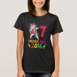 Kids 7 Year Old   Girls Teens Dabbing Unicorn 7th  T-Shirt