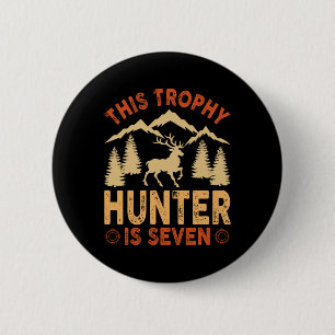 Kids 7 Year Old Hunting Birthday Party Duck Deer H 2 Inch Round Button