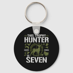 Kids 7 Year Old Hunting Birthday Party Duck Deer H Keychain