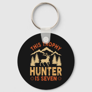 Kids 7 Year Old Hunting Birthday Party Duck Deer H Keychain