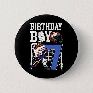 Kids 7 Year Old Ice Hockey Themed Birthday Party 7 2 Inch Round Button