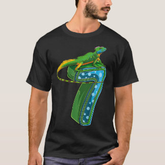 Kids 7 Year Old Lizard Reptile 7th Birthday Party  T-Shirt