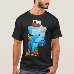 Kids 7 Year Old Ocean Life Whale Dolphin Shark 7th T-Shirt