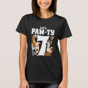 Kids 7 Year Old Puppy Dog Birthday Pawty Dogs 7th T-Shirt