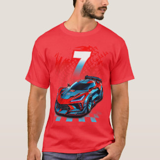 Kids 7 Year Old Race 7th Birthday Party Racing Rac T-Shirt