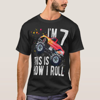 Kids 7 Year Old Shirt 7Th Birthday Boy Monster Tru