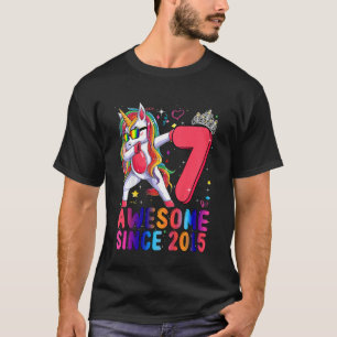 Kids 7 Year Old Unicorn Dabbing 7th Birthday Girl T-Shirt