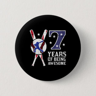 Kids 7 Years Being Awesome Bysebyll Flag 7th Birth 2 Inch Round Button