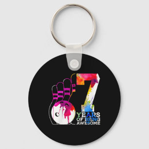 Kids 7 Years Of Being Awesome Bowling 7th Birthday Keychain