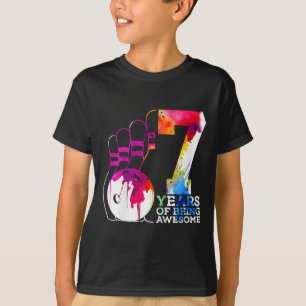 Kids 7 Years Of Being Awesome Bowling 7th Birthday T-Shirt