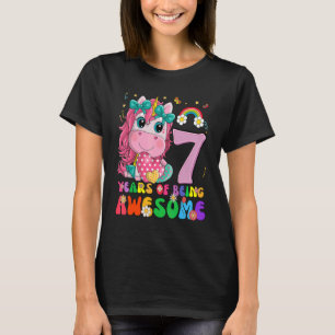 Kids 7 Years Old   7th Birthday Girl Princess Unic T-Shirt