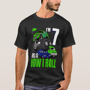 Kids 7 Years Old 7th Birthday Monster Trucks  Boys T-Shirt
