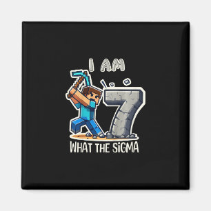Kids 7 Years Old Sigma Pixel Art Mining Gamer Birt Magnet