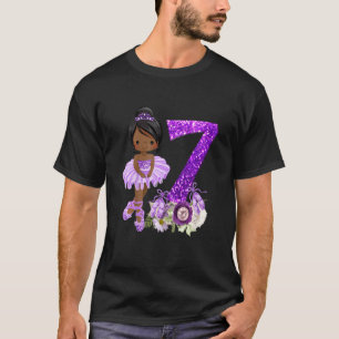 Kids 7th African American Ballet Dancer Birthday 7 T-Shirt