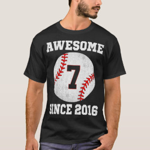 Kids 7th Birthday Baseball Player 7 Years Old Vint T-Shirt