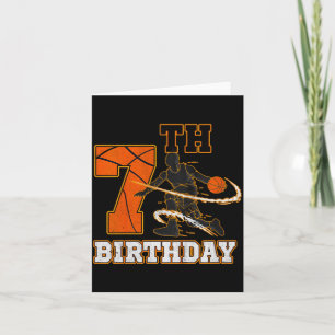 Kids 7th birthday basketball kids boys men sport t card