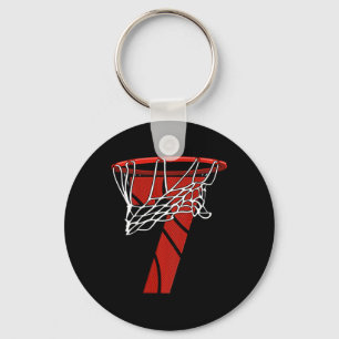 Kids 7th Birthday Basketball - Seven Years Gift fo Keychain